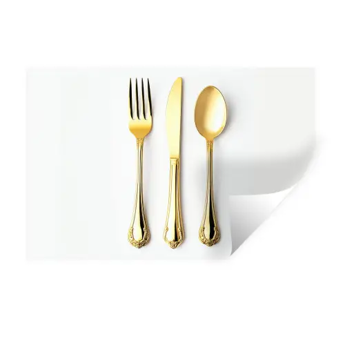 Bestek - Goud Muursticker klein -3d