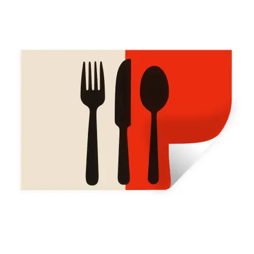 Bestek - Rood - Wit Muursticker klein -3d