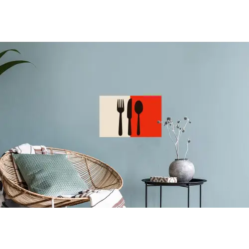 Bestek - Rood - Wit Muursticker klein -plant