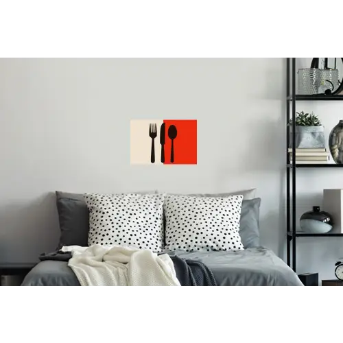 Bestek - Rood - Wit Muursticker klein -slaapkamer
