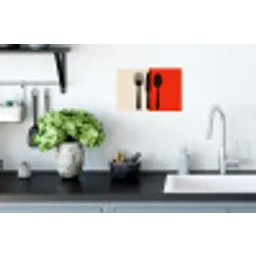 Bestek - Rood - Wit Muursticker klein -keuken