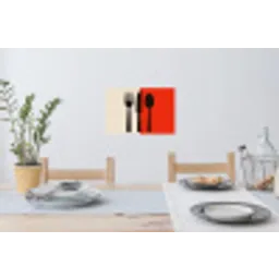 Bestek - Rood - Wit Muursticker klein -eettafel