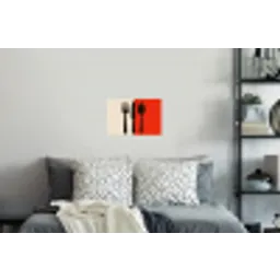 Bestek - Rood - Wit Muursticker klein -slaapkamer