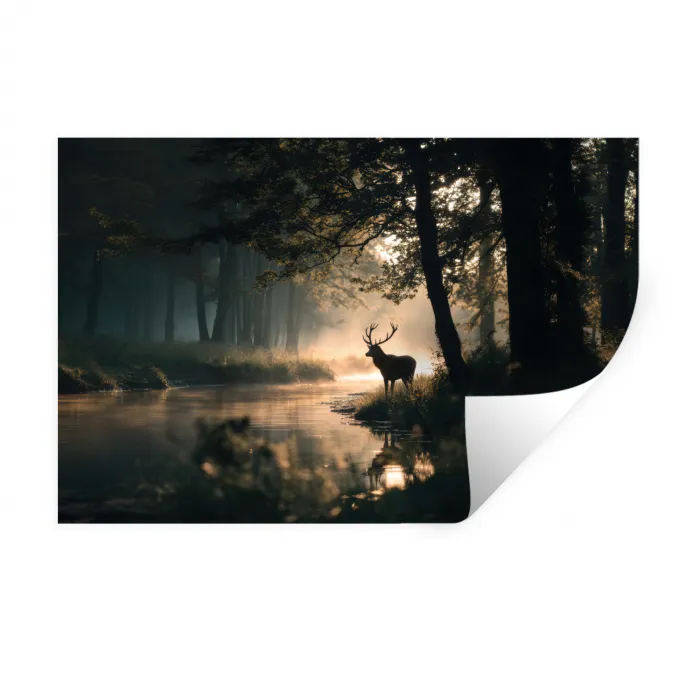 Hert - Bosbeek - Mystiek Muursticker klein -3d
