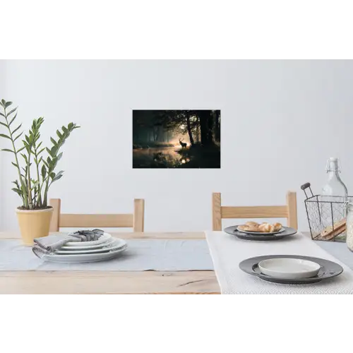 Hert - Bosbeek - Mystiek Muursticker klein -eettafel