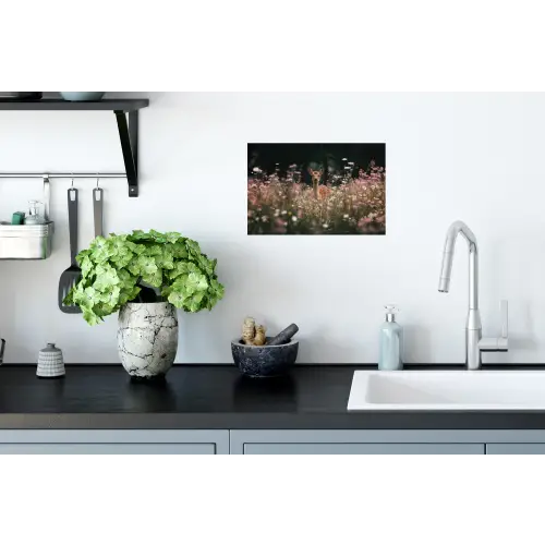 Hert - Wilde bloemen - Bos Muursticker klein -keuken
