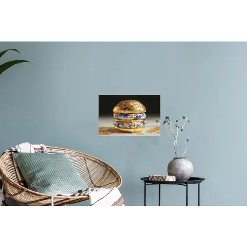 Delftsblauw - Goud - Burger Muursticker klein -plant