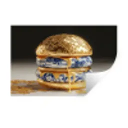 Delftsblauw - Goud - Burger Muursticker klein -3d