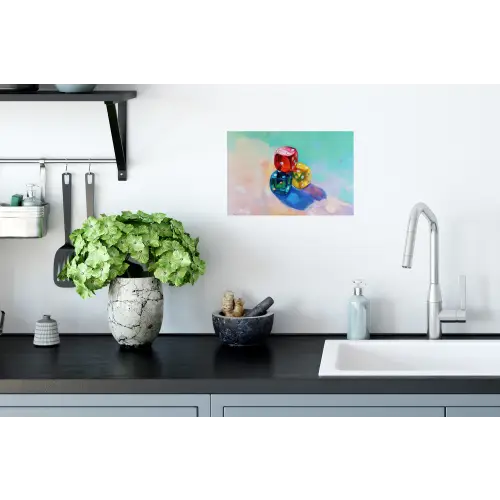 Dobbelstenen - Kleurrijk - Getallen - Stipjes Muursticker klein -keuken