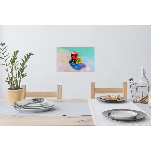 Dobbelstenen - Kleurrijk - Getallen - Stipjes Muursticker klein -eettafel
