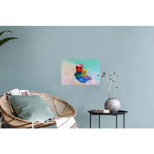 Dobbelstenen - Kleurrijk - Getallen - Stipjes Muursticker klein -plant