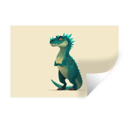 Dinosaurus - Turquoise - Stekels Muursticker klein -3d