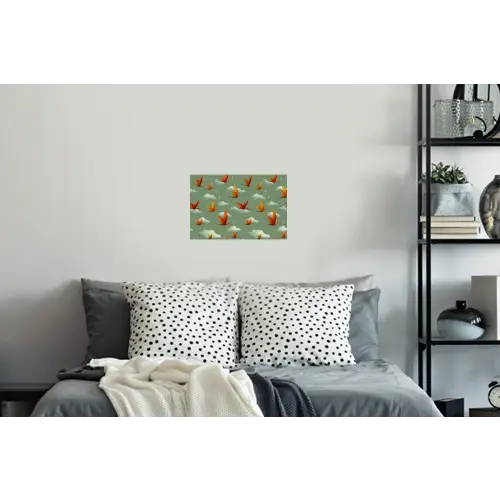 Dinosaurussen - Wolken - Sterren - Oranje Muursticker klein -slaapkamer