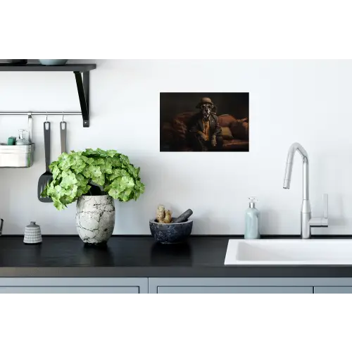 Hond - Sigaar - Hoed - Pak Muursticker klein -keuken