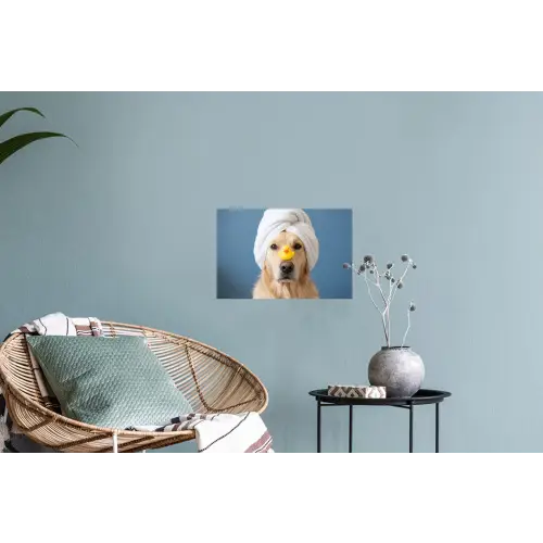 Hond - Badeend - Geel Muursticker klein -plant