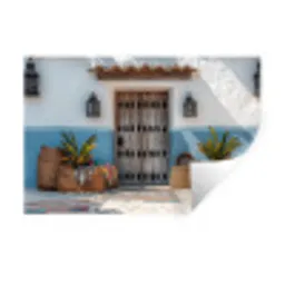 Deur - Manden - Planten Muursticker klein -3d