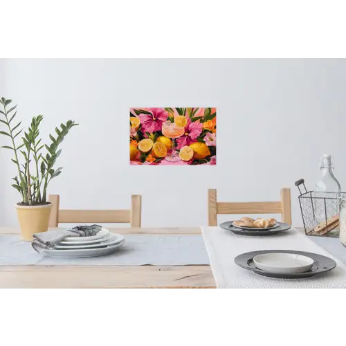 Drink - Bloemen - Yellow Muursticker klein -eettafel