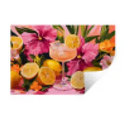 Drink - Bloemen - Yellow Muursticker klein -3d