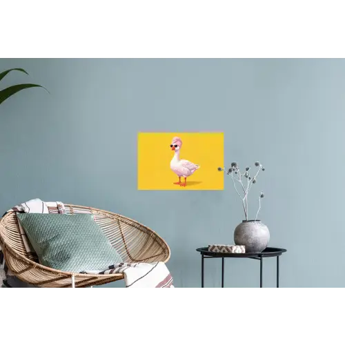 Eend - Zonnebril - Geel Muursticker klein -plant