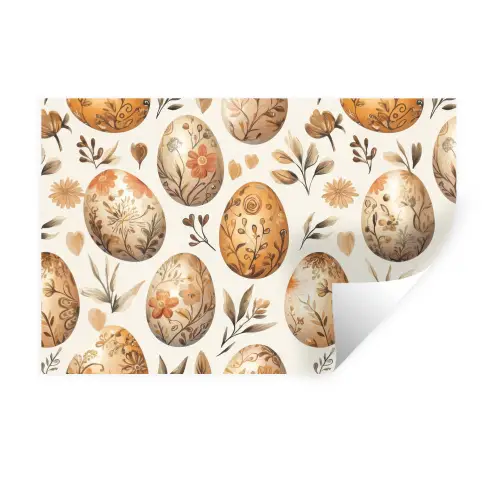 Paaseieren - Bruin - Bloemen Muursticker klein -3d