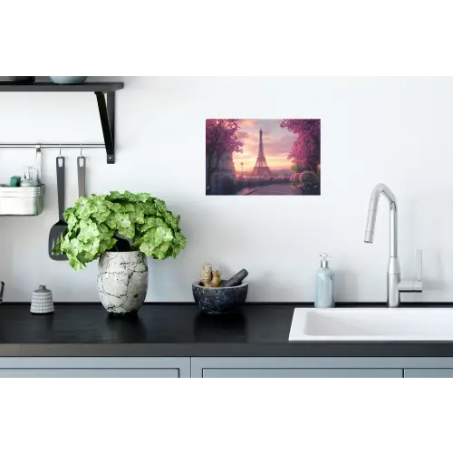 Eiffeltoren - Parijs - Roze Muursticker klein -keuken