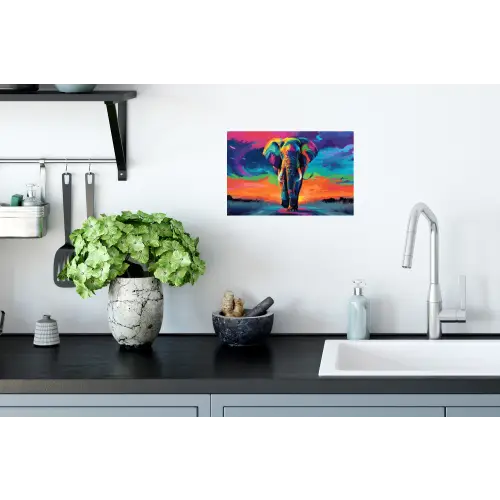 Olifant - Kleurrijk - Lucht - Abstract Muursticker klein -keuken