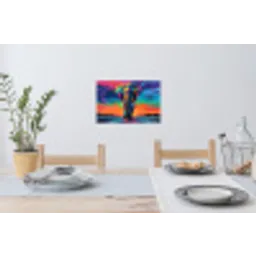 Olifant - Kleurrijk - Lucht - Abstract Muursticker klein -eettafel