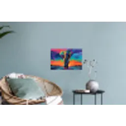 Olifant - Kleurrijk - Lucht - Abstract Muursticker klein -plant