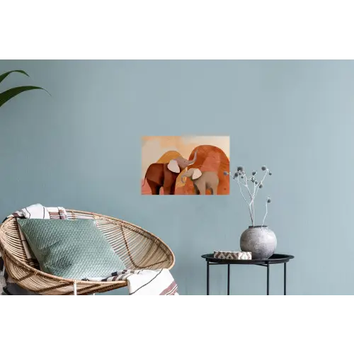 Olifanten - Oranje - Abstract Muursticker klein -plant