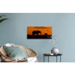 Olifanten - Savanne - Zonsondergang Muursticker klein -plant