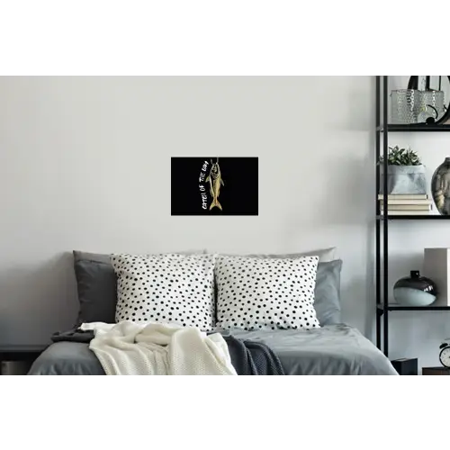 Vis - Zwart - Goud - Tekst Muursticker klein -slaapkamer