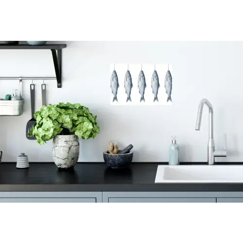 Vissen - Illustratie - Delfts - Blauw Muursticker klein -keuken