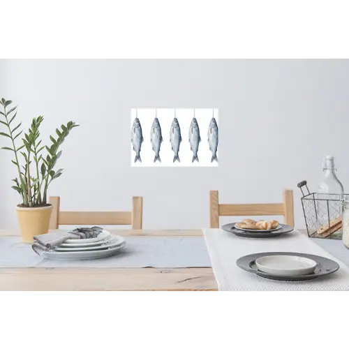 Vissen - Illustratie - Delfts - Blauw Muursticker klein -eettafel