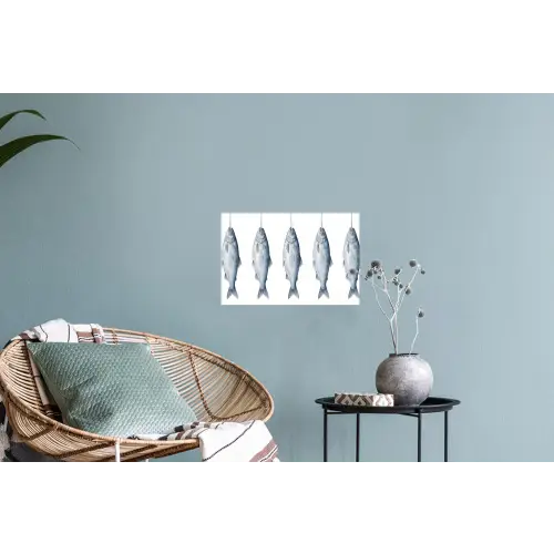 Vissen - Illustratie - Delfts - Blauw Muursticker klein -plant