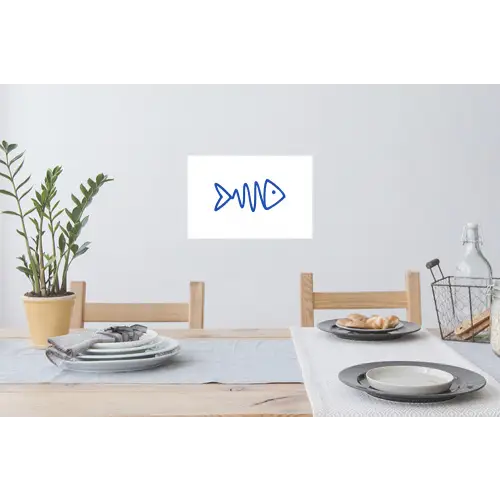 Vis - Minimalistisch - Blauw - Lijn Muursticker klein -eettafel