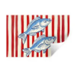 Vissen - Verticale strepen - Blauw - Rood Muursticker klein -3d