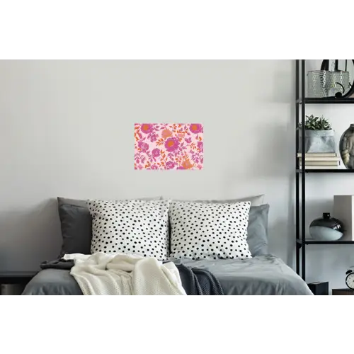 Bloemenpatroon - Roze - Oranje - Bloemen Muursticker klein -slaapkamer