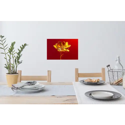 Bloem - Goud - Glazen Muursticker klein -eettafel