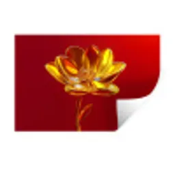 Bloem - Goud - Glazen Muursticker klein -3d