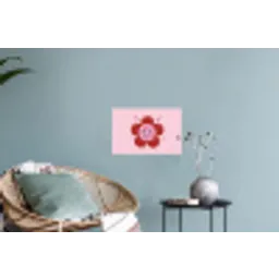 Bloem - Roze - Hartjes Muursticker klein -plant