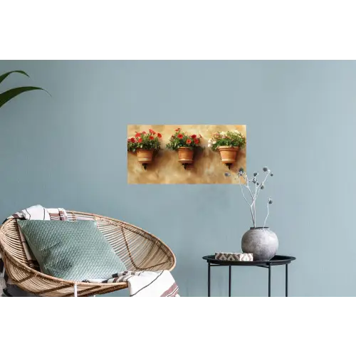 Bloempotten - Muur - Vintage Muursticker klein -plant