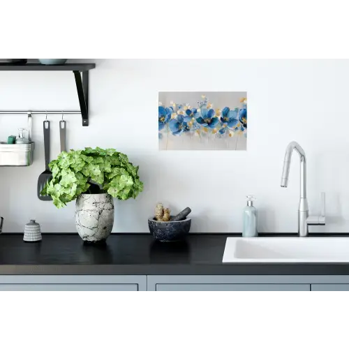 Bloemen - Blauw - Abstract Muursticker klein -keuken