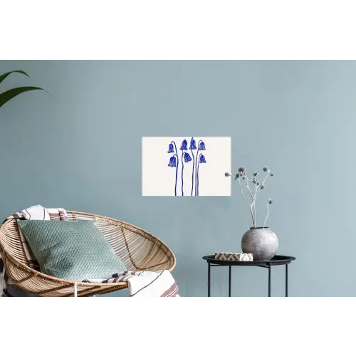 Bloemen - Blauw - Lijnen - Bloemblaadjes Muursticker klein -plant