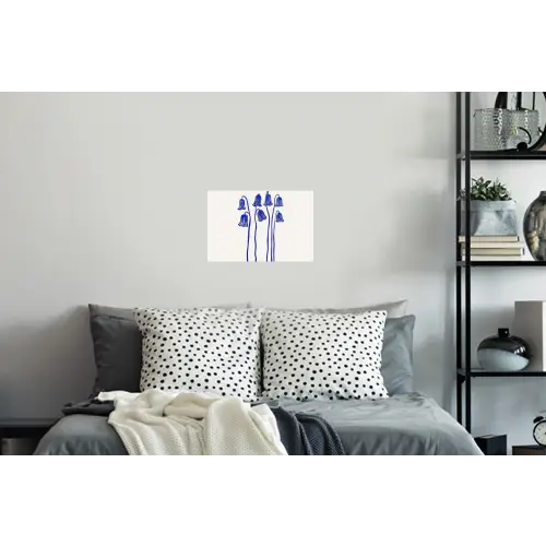 Bloemen - Blauw - Lijnen - Bloemblaadjes Muursticker klein -slaapkamer