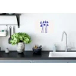 Bloemen - Blauw - Lijnen - Bloemblaadjes Muursticker klein -keuken