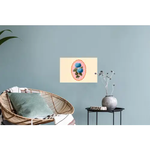 Bloemen - Blauw - Lijst - Bladeren Muursticker klein -plant