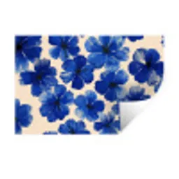 Bloemen - Blauw -Patroon - Wit Muursticker klein -3d