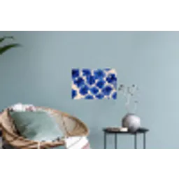 Bloemen - Blauw -Patroon - Wit Muursticker klein -plant