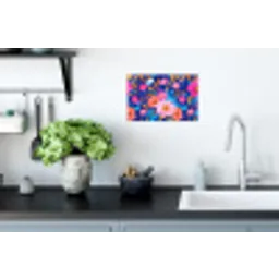 Bloemen - Blauw - Roze Muursticker klein -keuken