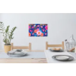 Bloemen - Blauw - Roze Muursticker klein -eettafel